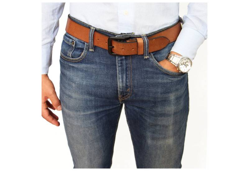 ALMADIH Ledergürtel G5-B mit Metall-Schnalle robustes Rindsleder Herren-Business-Gürtel von ALMADIH