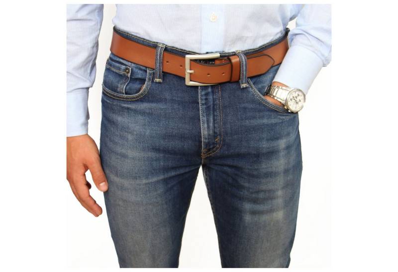 ALMADIH Ledergürtel Herren G6-MB mit Metall-Schnalle robustes Rindsleder Business-Gürtel von ALMADIH