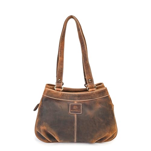 ALMADIH Premium Leder Damentasche Schultertasche JANA braun vintage - Ledertasche Handtasche Umhängetasche Henkeltasche Businesstasche Freizeittasche Abendtasche kleine Damen Tasche (JANA bv) von ALMADIH