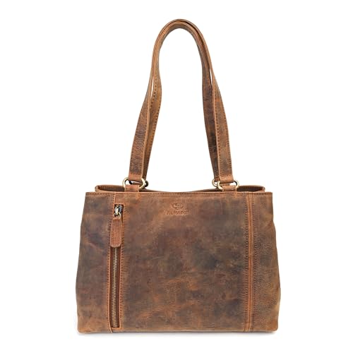ALMADIH Premium Leder Damentasche Schultertasche MAYA braun vintage - Ledertasche Handtasche Umhängetasche Henkeltasche Businesstasche Freizeittasche Abendtasche kleine Damen Tasche (MAYA bv) von ALMADIH