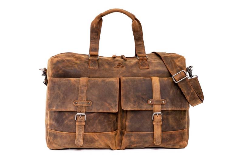 ALMADIH Reisetasche Echt Leder Herren Sporttasche KANE Weekender Handgepäck Braun von ALMADIH