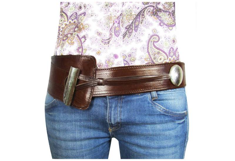 ALMADIH Taillengürtel Echtleder Damen Ledergürtel Wickelgürtel Hüftgürtel Damengürtel braun von ALMADIH