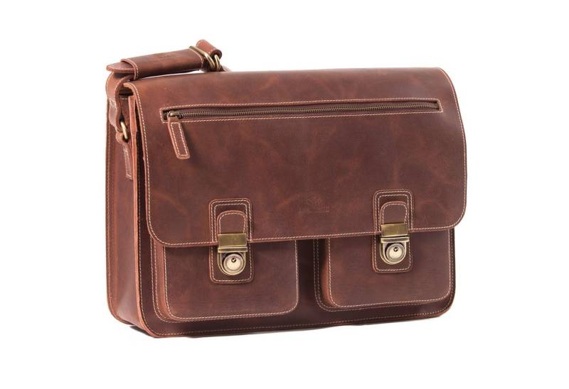 ALMADIH Umhängetasche Herren Leder Aktentasche NEIL Laptoptasche Businesstasche braun von ALMADIH