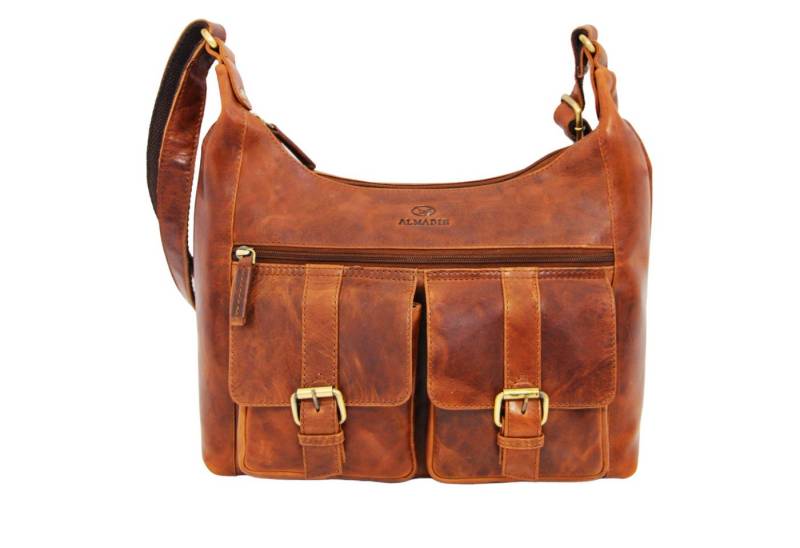 ALMADIH Umhängetasche Leder Damen Ledertasche LARA Schultertasche braun vintage von ALMADIH