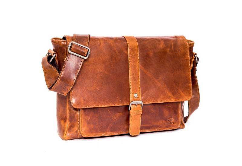 ALMADIH Umhängetasche Ledertasche mit Laptop Fach 15 Zoll Aktentasche Messenger Unitasche von ALMADIH