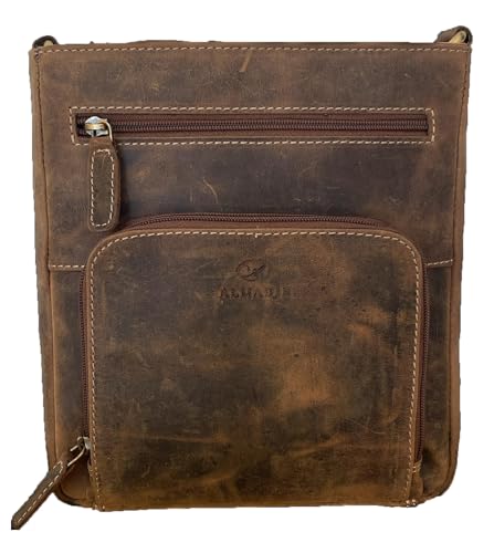 ALMADIH kleine Leder Umhängetasche Herren 9.7 Zoll iPad – FELIX bv Kompakte Ledertasche für Reisen & Alltag Messenger Schultertasche Freizeittasche City Bag Tablet Damen braun (FELIX vintage) von ALMADIH