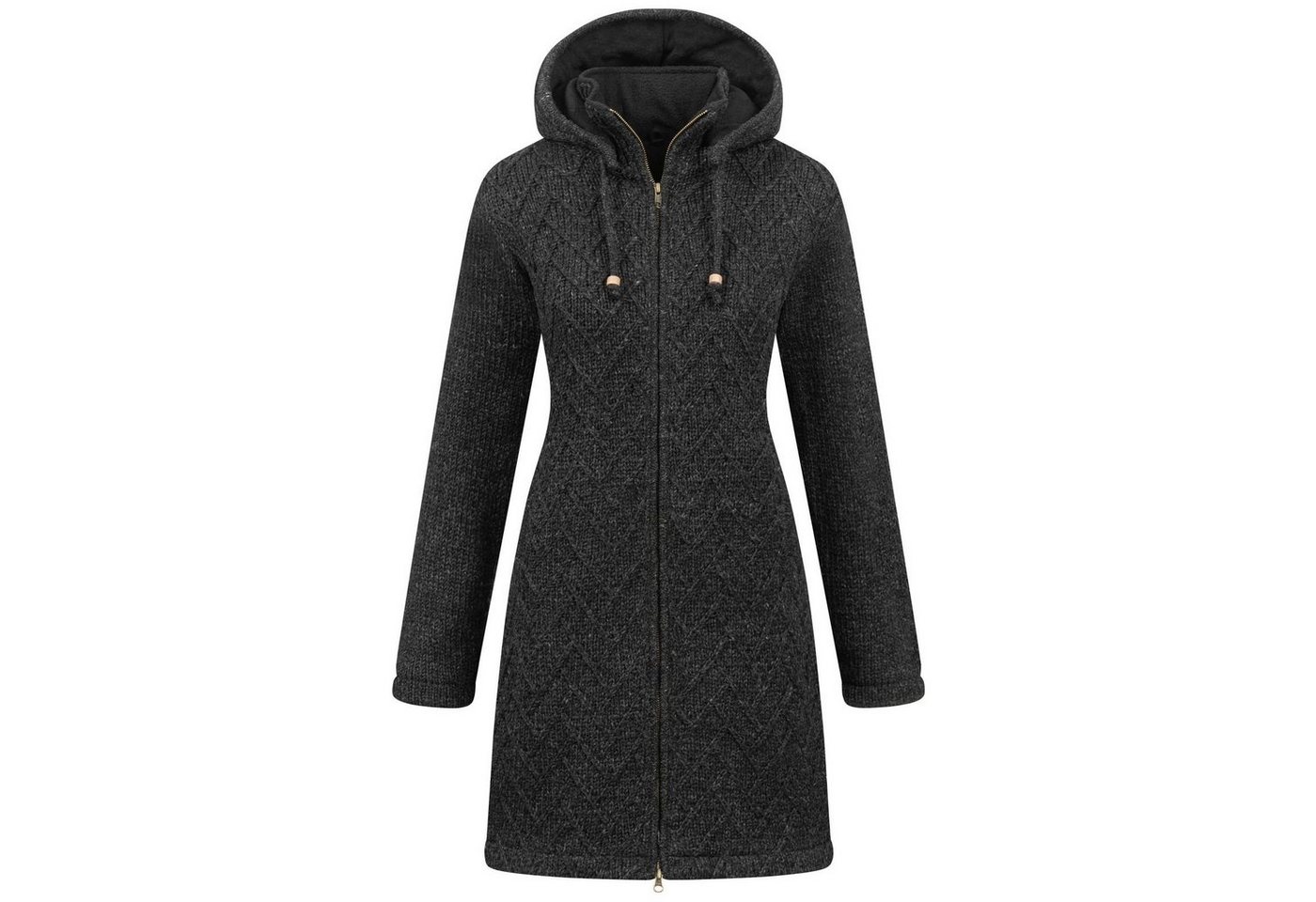 ALMHUBER Longstrickjacke ALMHUBER Damen Strickjacke Kurzmantel Wolle Winter Jacke Kapuze Boho von ALMHUBER