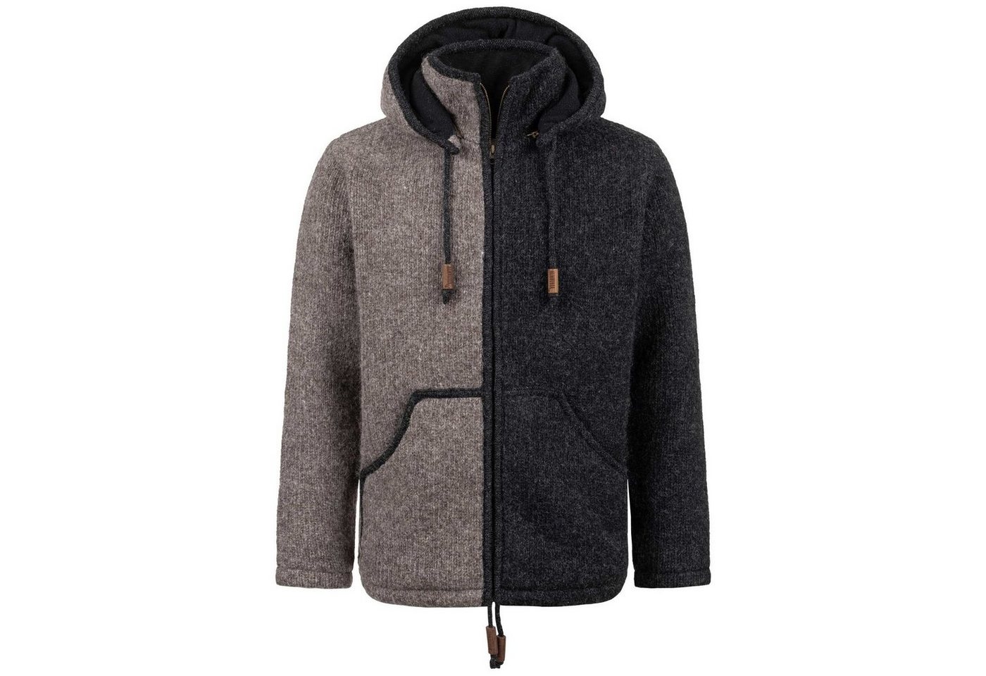 ALMHUBER Strickjacke Herren Strickjacke Schurwolle Nordisch + Kapuze Winterjacke Wolljacke von ALMHUBER