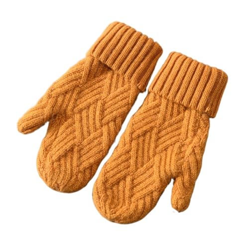 ALOEU Frauen Kaschmir Stricken Fäustlinge Winter Weibliche Wolle Verdickung Plüsch Warme Voll Finger Handschuhe (Color : Ginger, Size : 1SIZE) von ALOEU