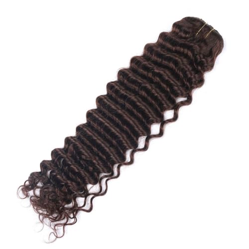 Clip-In-Haarverlängerung, Echthaar, Dunkelbraun, 7 Stück, 100 g, Echthaarverlängerung for Frauen (Color : #2, Size : 1 SIZE_24 INCHES 120G) von ALOEU