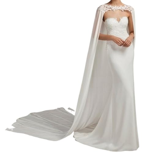 Hochzeit Spitze Cape Achselzucken for Frauen weiß Mantel Abend Schulter Cape Schal Top Braut Mariage elegant (Color : White, Size : Shoulder to hem 1.8m) von ALOEU
