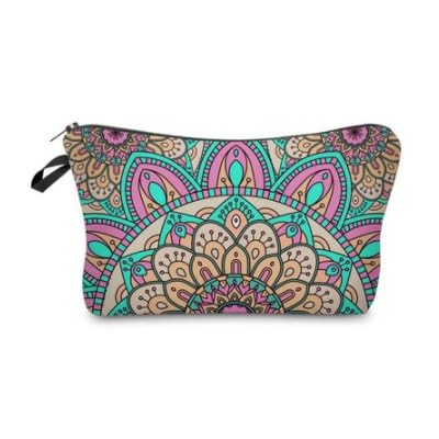 Make-up-Taschen, Damen-Kosmetiktasche, Mandala-Druck, niedliches Mädchen, Lippenstift, Münzen, Aufbewahrungstasche mit Reißverschluss für Frauen, Mädchen, Geschenke, Reise-Kulturbeutel, C von ALOEU