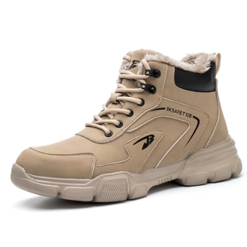 ALOFME Sicherheitsschuhe Winter Herren Damen Wasserdicht Arbeitsschuhe Hoch rutschfest Arbeitsturnschuhe mit Warm Gefüttert & Stahlkappen von ALOFME