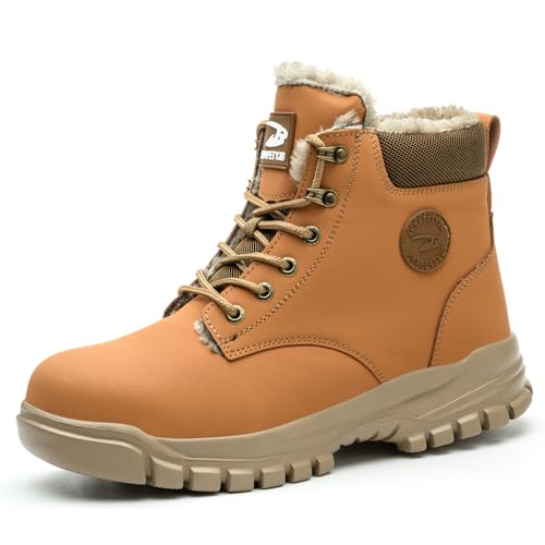 ALOFME Sicherheitsschuhe Winter Herren Damen Wasserdicht Arbeitsschuhe Hoch rutschfest Arbeitsturnschuhe mit Warm Gefüttert & Stahlkappen von ALOFME