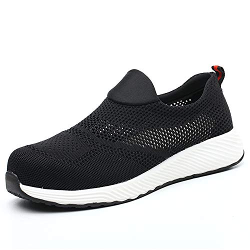 ALOFME Sommer Sicherheitsschuhe Damen Herren S3 Leicht Sportliche Arbeitsschuhe Atmungsaktive Stahlkappen Schuhe Schwarz 43 EU von ALOFME