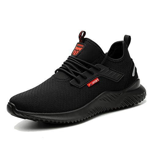 ALOFME Sportliche Sicherheitsschuhe Herren Damen S3 Leicht Atmungsaktiv Arbeitsschuhe Stahlkappen Schuhe-Schwarz-46 EU von ALOFME