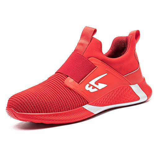 Sommer Sicherheitsschuhe Damen Herren S3 Leicht Sportliche Arbeitsschuhe Atmungsaktive Stahlkappen Schuhe Rot A 39 EU von ALOFME