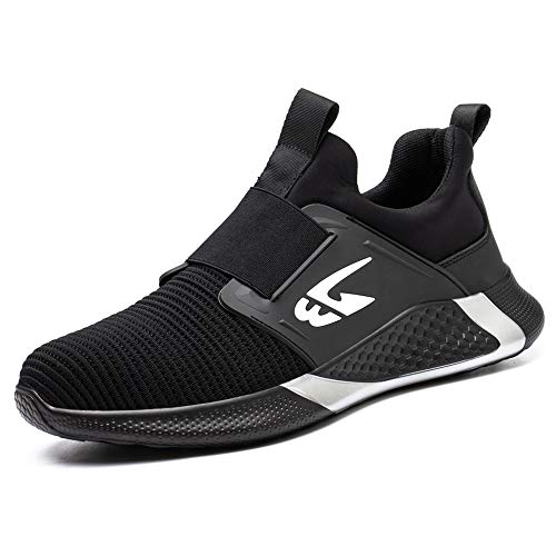 Sommer Sicherheitsschuhe Damen Herren S3 Leicht Sportliche Arbeitsschuhe Atmungsaktive Stahlkappen Schuhe Schwarz A 47 EU von ALOFME