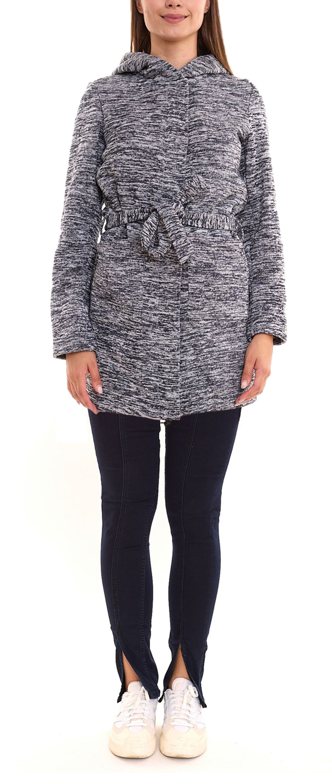 ALPENBLITZ Damen Fleece-Jacke mit Binde-Gürtel Übergangs-Jacke aus weichem Strickfleece 98529059 Blau/Grau von ALPENBLITZ