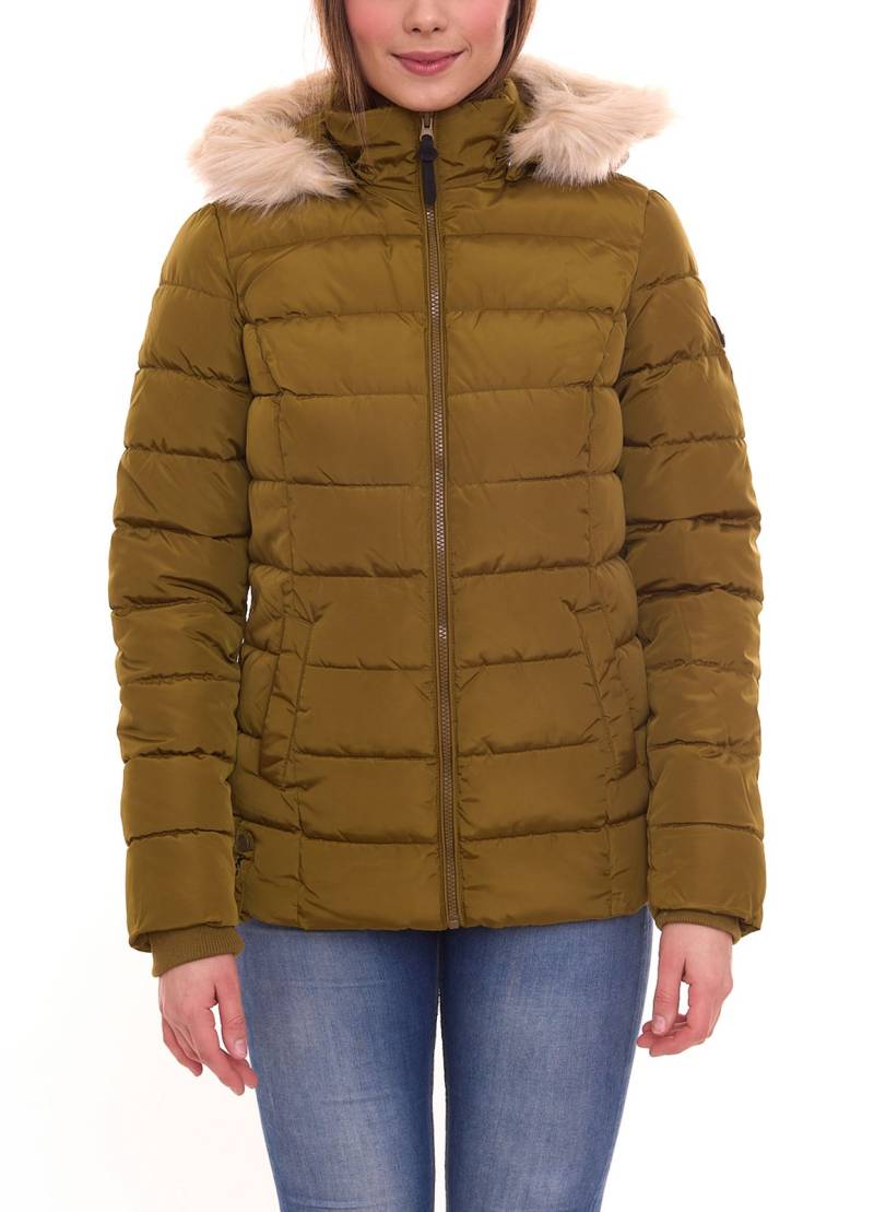 ALPENBLITZ Semeru Damen Outdoor-Jacke wattierte Winter-Jacke mit abnehmbarer Kapuze und einzeln abnehmbarem Kunstfell 12718035 Khaki von ALPENBLITZ