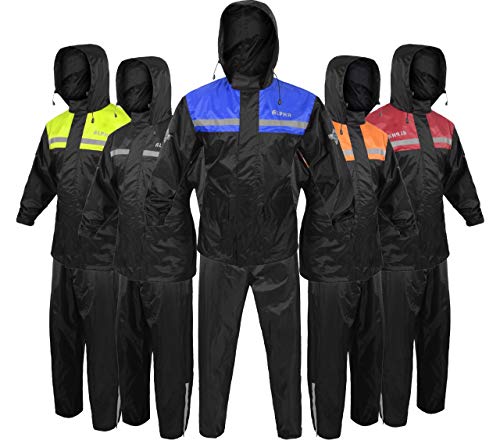 ALPHA CYCLE GEAR Regenanzug für Damen und Herren, reflektierend, wasserdicht, Blau, Größe L von ALPHA CYCLE GEAR