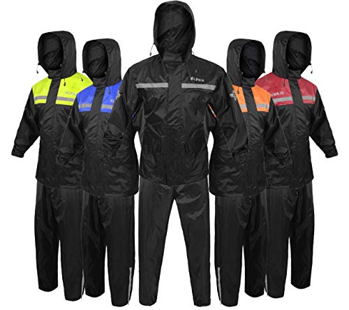 ALPHA CYCLE GEAR Regenanzug für Damen und Herren, Jacken, Hose, Ausrüstung, reflektierend, wasserdicht, Schwarz, Größe XXL von ALPHA CYCLE GEAR