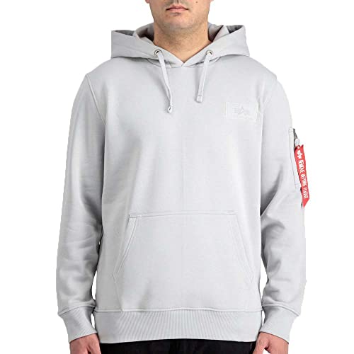 ALPHA INDUSTRIES Back Print Hoody Kapuzensweat für Herren Pastel Grey von ALPHA INDUSTRIES