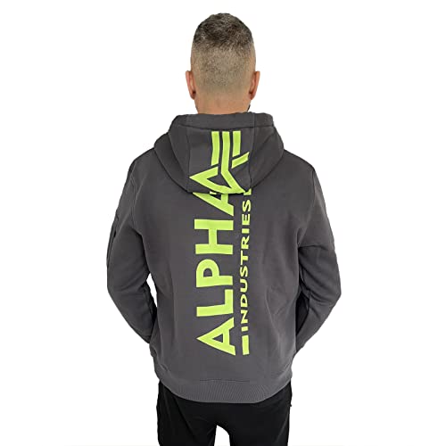 ALPHA INDUSTRIES Back Print Hoody Kapuzensweat für Herren Vintage Grey von ALPHA INDUSTRIES