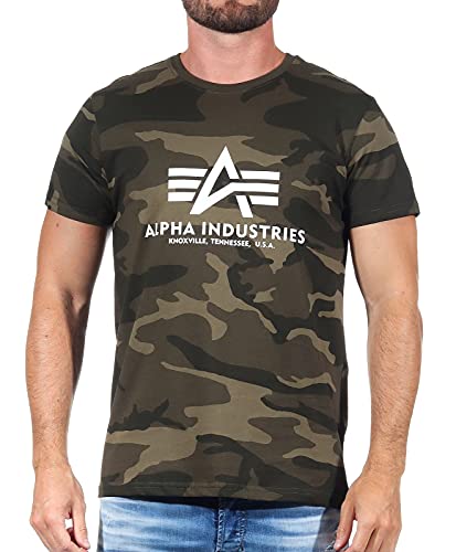 Alpha Industries Herren Basic T-Shirt, Blickdicht, Olive Camo, S von ALPHA INDUSTRIES