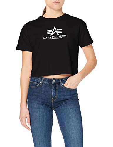 Alpha Industries Damen Basic Boxy T Wmn T-Shirt, Black, XS von ALPHA INDUSTRIES