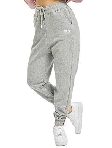 Alpha Industries Damen Basic Jogger SL Jogginghose Trainingshose, Greyheather/White, M von ALPHA INDUSTRIES