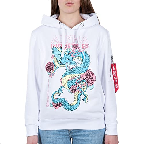 ALPHA INDUSTRIES Damen Heritage Dragon Hoody Wmn Kapuzenpullover, White, S von ALPHA INDUSTRIES