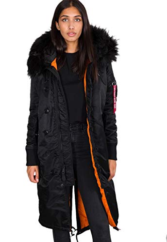 Alpha Industries Damen Long Fishtail Wmn Winterjacke, Black, M von ALPHA INDUSTRIES