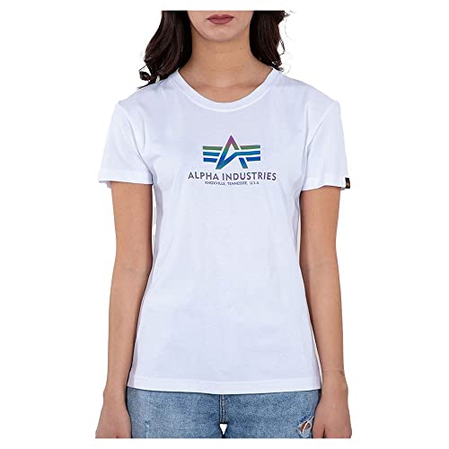 Alpha Industries Damen New Basic T Wmn Rainbow Refl. Print T-Shirt, White, S von ALPHA INDUSTRIES