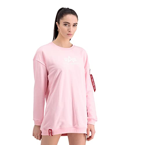 Alpha Industries Basic Long Sweater OS Wmn Sweatshirt für Damen Pastel Pink von ALPHA INDUSTRIES