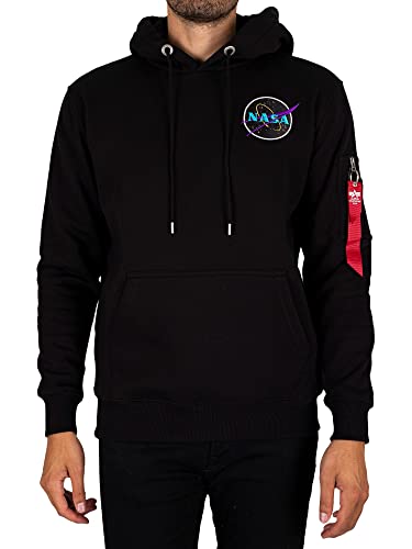 ALPHA INDUSTRIES Dark Side Hoody Kapuzensweat für Herren Black/Neon Purple von ALPHA INDUSTRIES