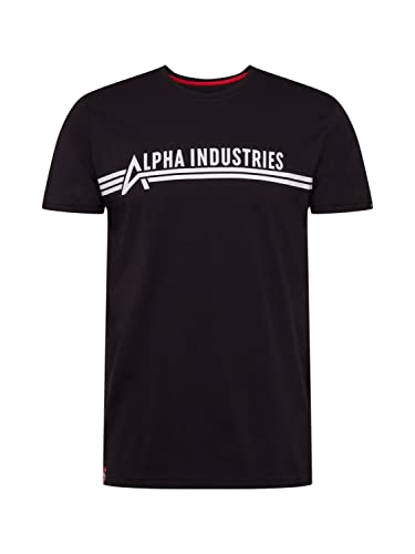 Alpha Industries Herren T-Shirt, Schwarz (Black/White-95), L von ALPHA INDUSTRIES