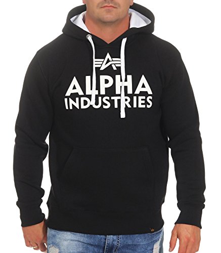 Alpha Industries Herren Foam Print Hoody Kapuzensweat Kapuzenpullover, Black/White, S von ALPHA INDUSTRIES