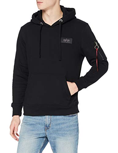 ALPHA INDUSTRIES Herren Back Hoody Foil Print Kapuzenpullover, Black/Chrome, M von ALPHA INDUSTRIES