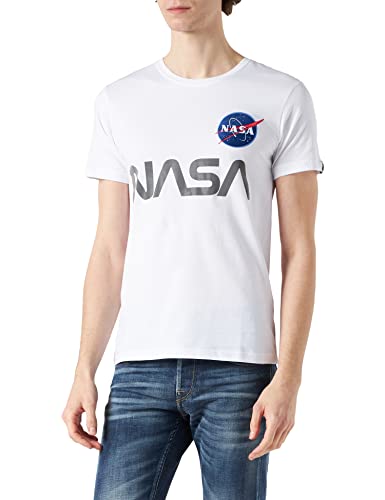 Alpha Industries Herren NASA Reflective T-Shirt, White, XL von ALPHA INDUSTRIES