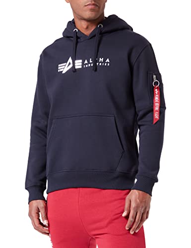 ALPHA INDUSTRIES Herren Alpha Label Hoody Foil Print Kapuzenpullover, rep.Blue, M von ALPHA INDUSTRIES