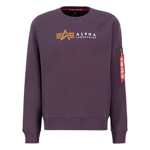 ALPHA INDUSTRIES Herren Alpha Label Sweater Pullover, dunkelviolett, L von ALPHA INDUSTRIES