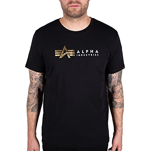 Alpha Industries Herren Alpha Label T Foil Print T-Shirt, Black, L Alpha Industries Herren Alpha Label T Foil Print T-Shirt, Black, L von ALPHA INDUSTRIES
