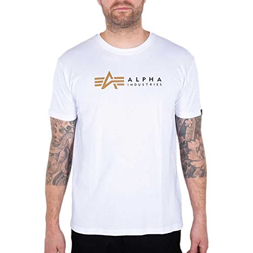 Alpha Industries Herren Label T-Shirt, White, XL von ALPHA INDUSTRIES