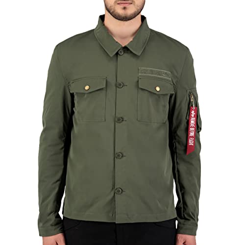 Alpha Industries Herren Alpha Overshirt, Dark Olive, L von ALPHA INDUSTRIES