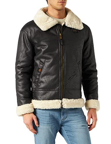 Alpha Industries Herren B3 FL Lederjacke, Black, M von ALPHA INDUSTRIES