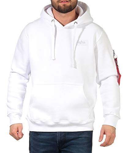 ALPHA INDUSTRIES Herren Back Hoody Print Kapuzensweat Kapuzenpullover, White/Black Camo, S von ALPHA INDUSTRIES