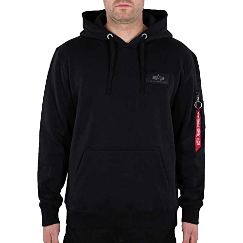 ALPHA INDUSTRIES Herren Back Hoody Foil Print Kapuzensweat Kapuzenpullover, Black/Copper, S von ALPHA INDUSTRIES