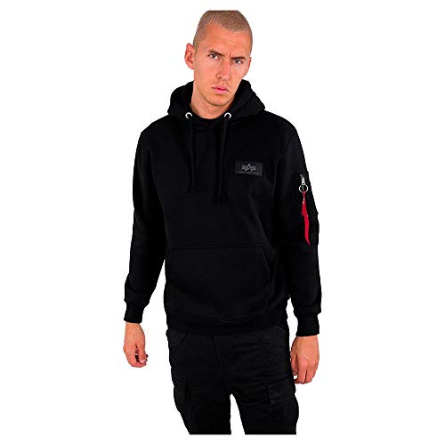 ALPHA INDUSTRIES Herren Back Hoody Foil Print Kapuzensweat Kapuzenpullover, Negro Y Cromo, XS von ALPHA INDUSTRIES