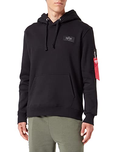 ALPHA INDUSTRIES Herren Back Hoody Print Kapuzensweat Kapuzenpullover, Black/Neon Yellow, S von ALPHA INDUSTRIES